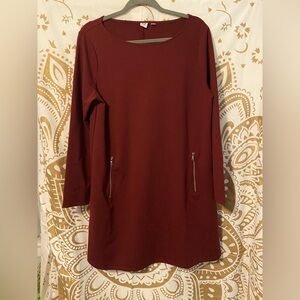 GAP Wine Red Dress with Zipper Detail